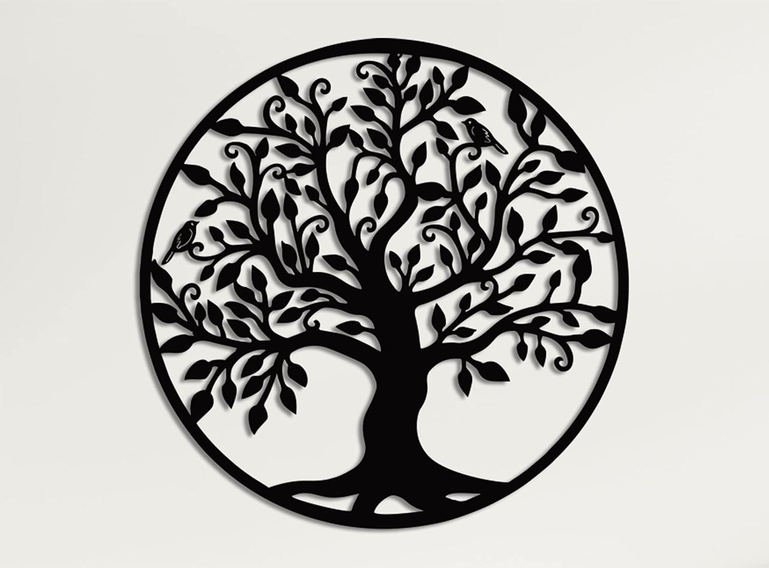 Black Metal Tree of Life Wall Art Decor 17" x 18"