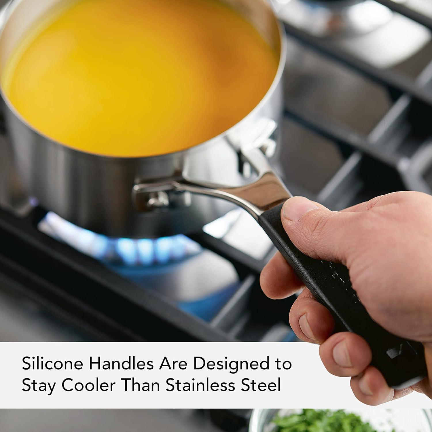 KitchenAid Stainless Steel Induction Saucepan with Pour Spouts, 1 Quart, Brushed Stainless Steel