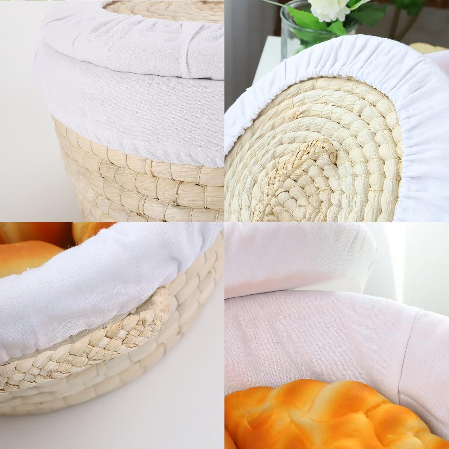 Gracie Oaks Round Bread Basket Serving Woven Bread Baskets Wicker Basket Sourdough Proofing Basket With Removable Liner And Cover  Wicker | Wayfair