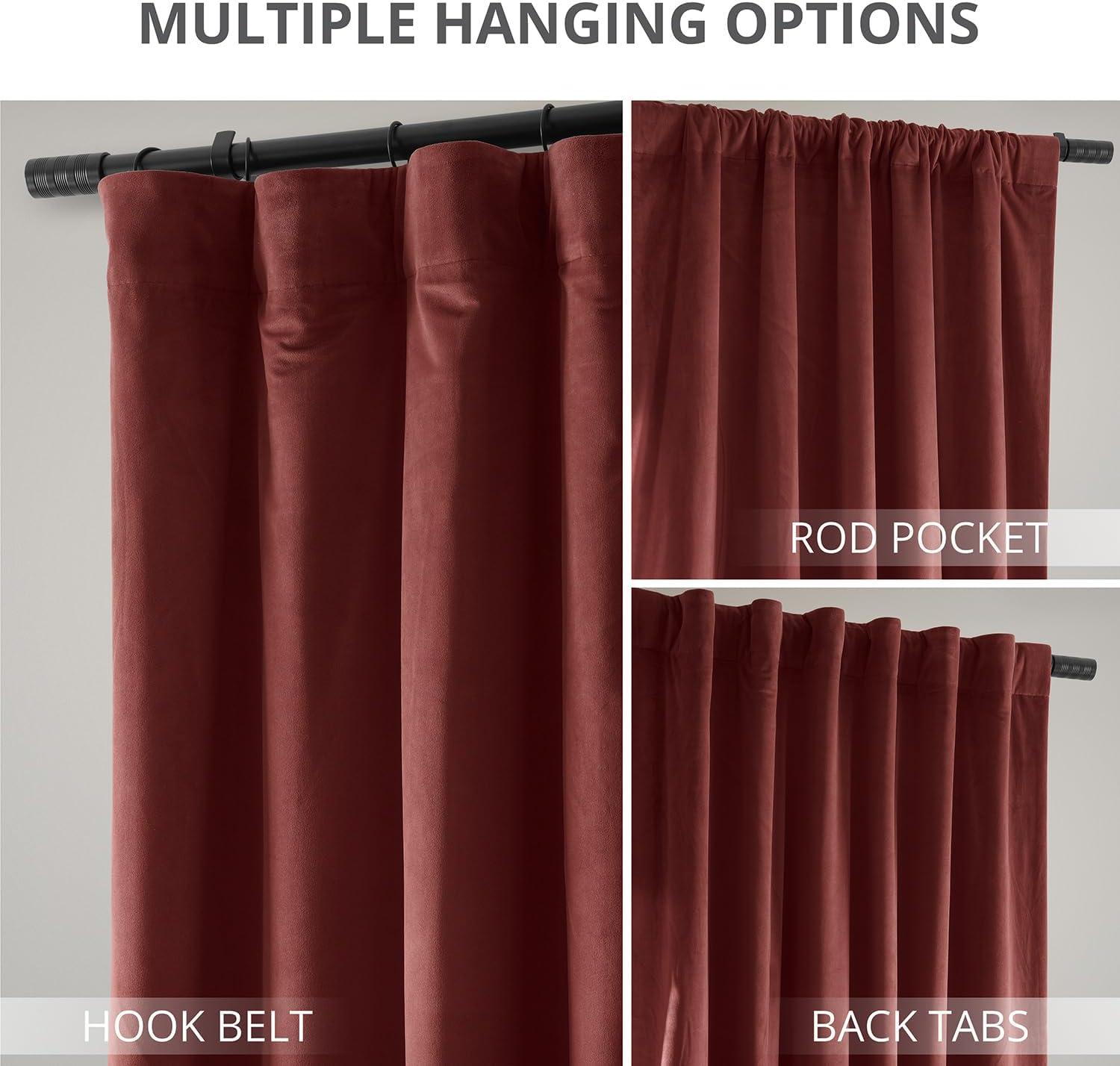 Half Price Drapes Signature Crimson Rust Velvet Blackout Curtains For Bedroom(1 Panel), 50WX 108L