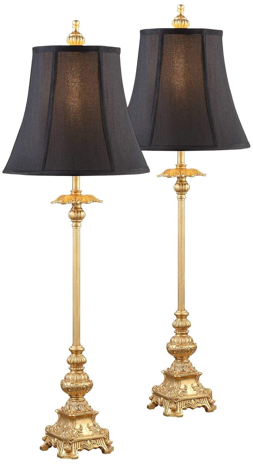 Regency Hill Juliette 36 1/2" Tall Skinny Large Buffet Traditional End Table Lamps Set of 2 Brown Light Bronze Finish Living Room Bedroom Bedside