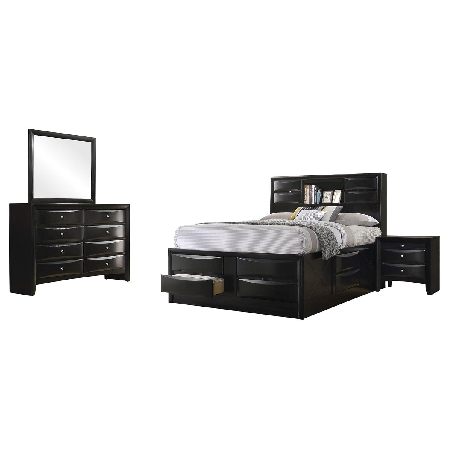 Briana Storage Bedroom Set with Bookcase Headboard Black