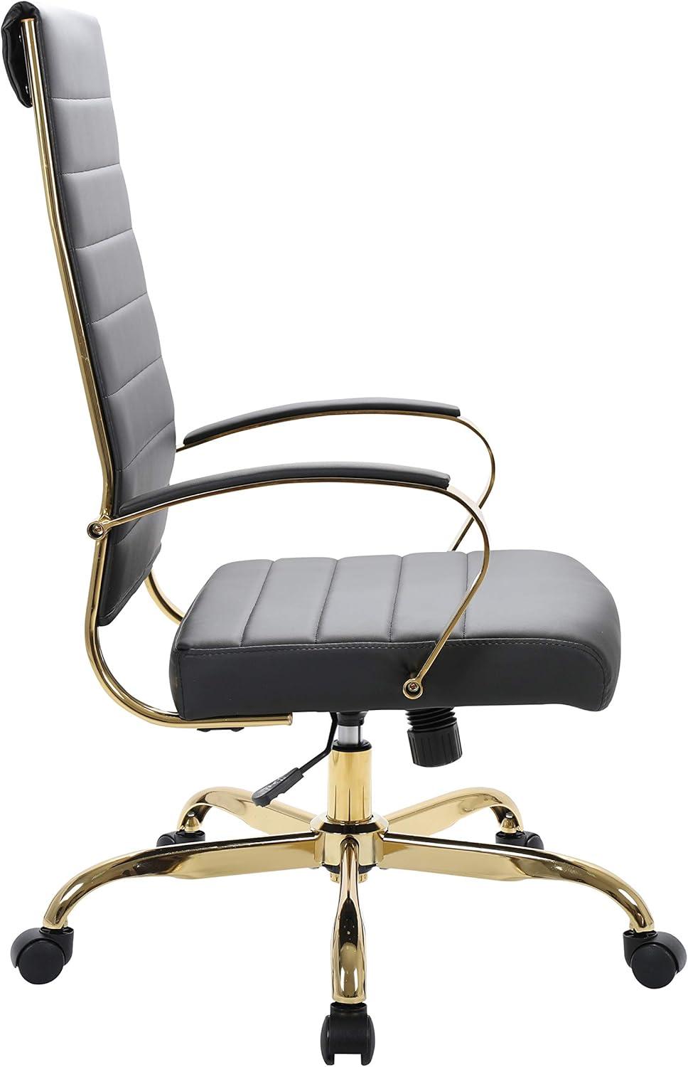 LeisureMod Benmar High-Back Leather Office Chair with Swivel, Tilt, Adjustable Height, Ergonomic Design for Home Office, Study, or Workspace