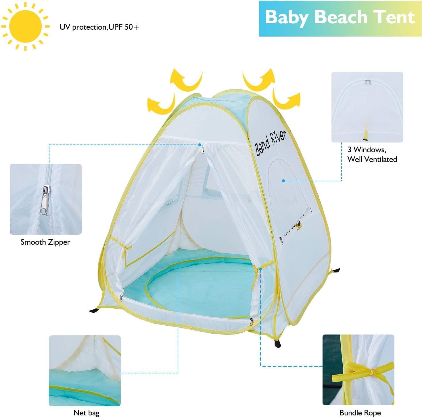 Pop Up Baby Beach Tent, UPF 50+ Sun Shelter with Pool, Portable Mosquito Net for Infant