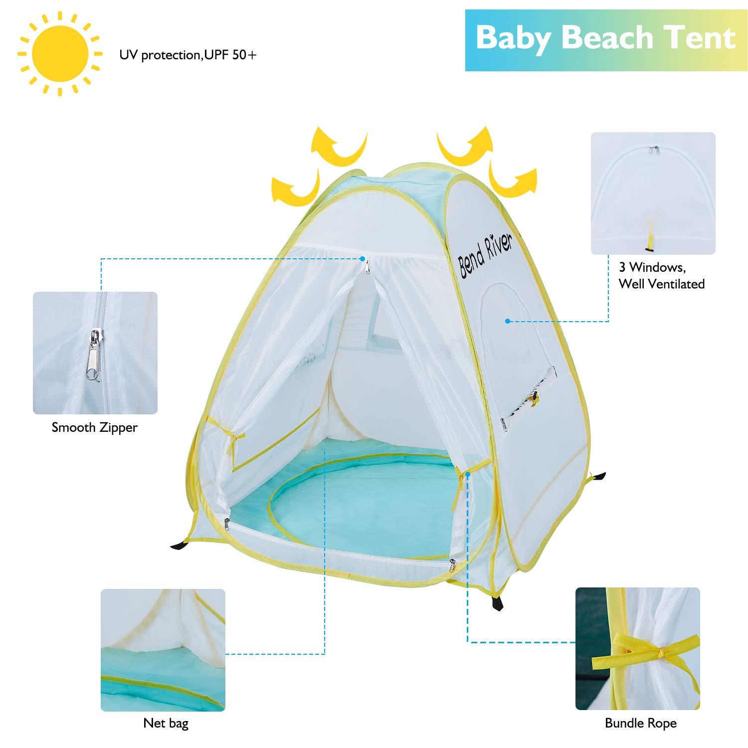 Pop Up Baby Beach Tent, UPF 50+ Sun Shelter with Pool, Portable Mosquito Net for Infant