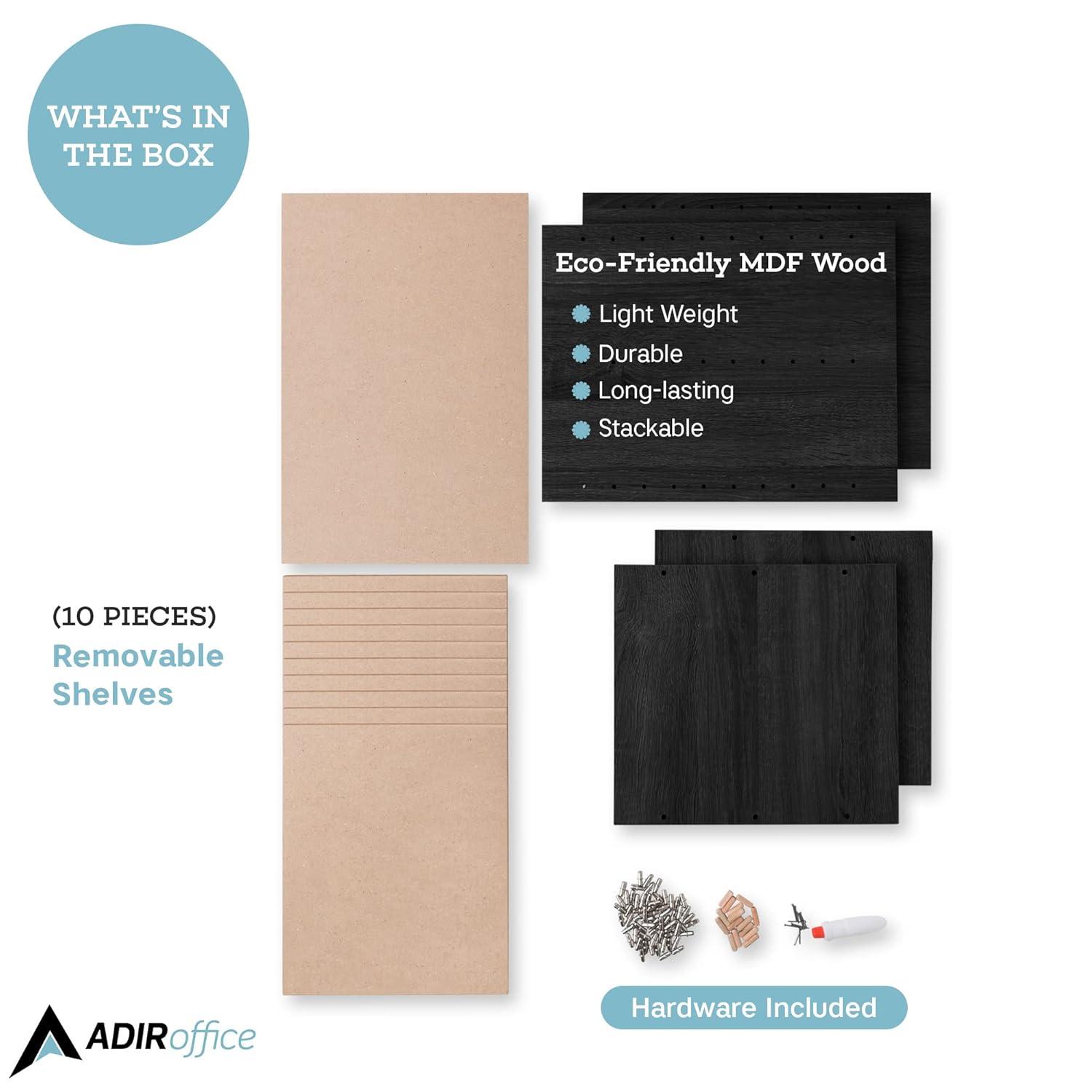 AdirOffice 500 Series 11 Compartment Wooden Literature Organizer 10.75" x 11.8" Black (500-11-BLK)