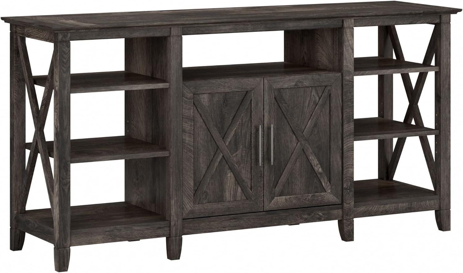 Key West 60'' Dark Gray Hickory Media Console with Adjustable Shelves