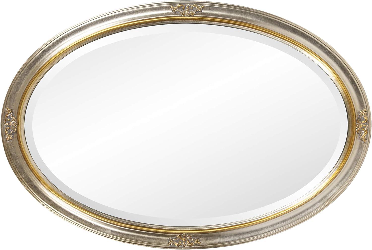 Carlton Traditional Oval Wall Mirror with Gold Leaf Inset, 18x28 Inch