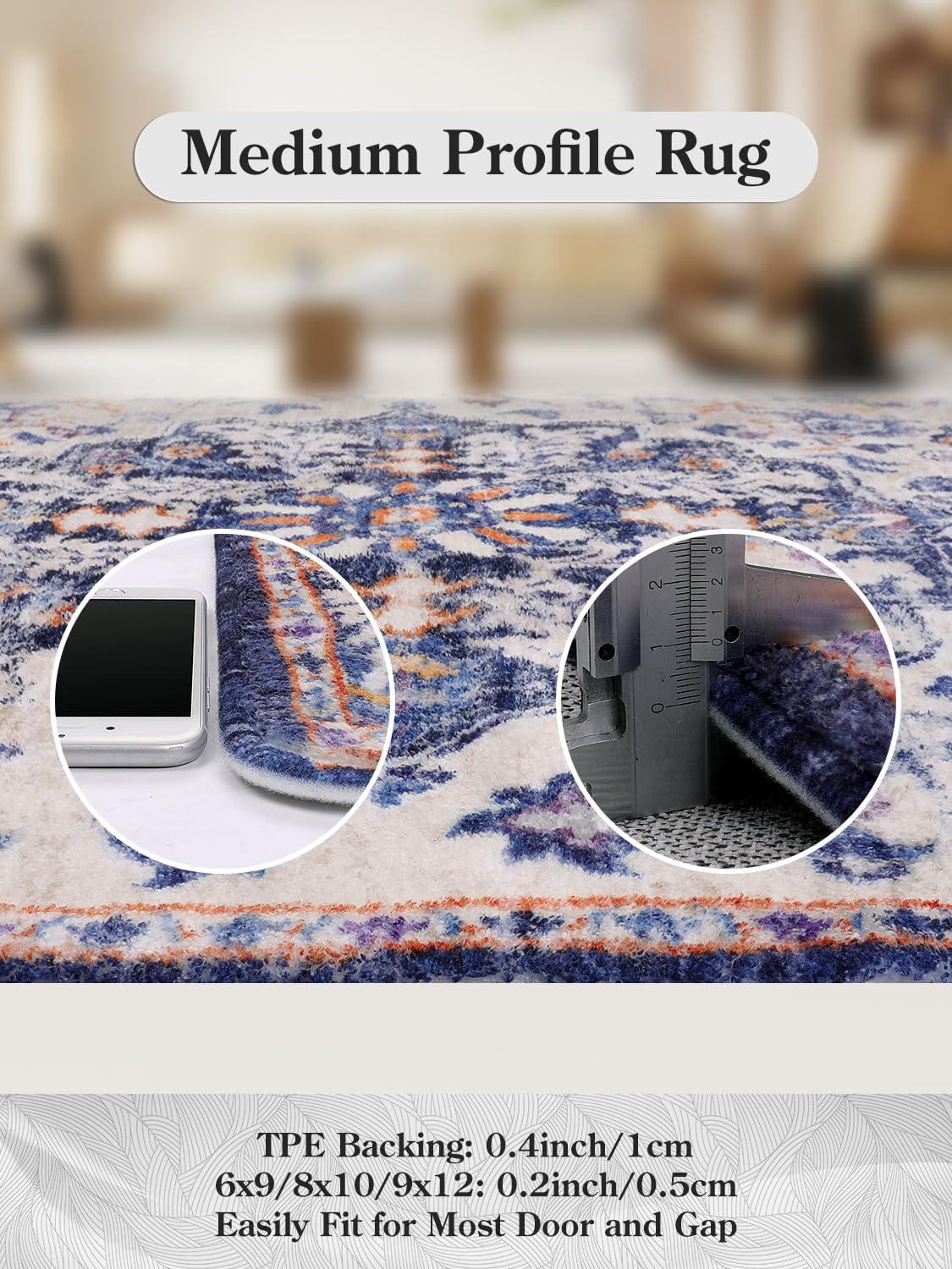 Moynesa 2'x3' Bohemian Area Rug, 2x3ft Small Boho Washable Bathroom Entryway Kitchen Rug,Floral Medallion Non Slip Pet Friendly Vintage Throw Carpet for Front Door Sink Living Room Bedroom, Orange