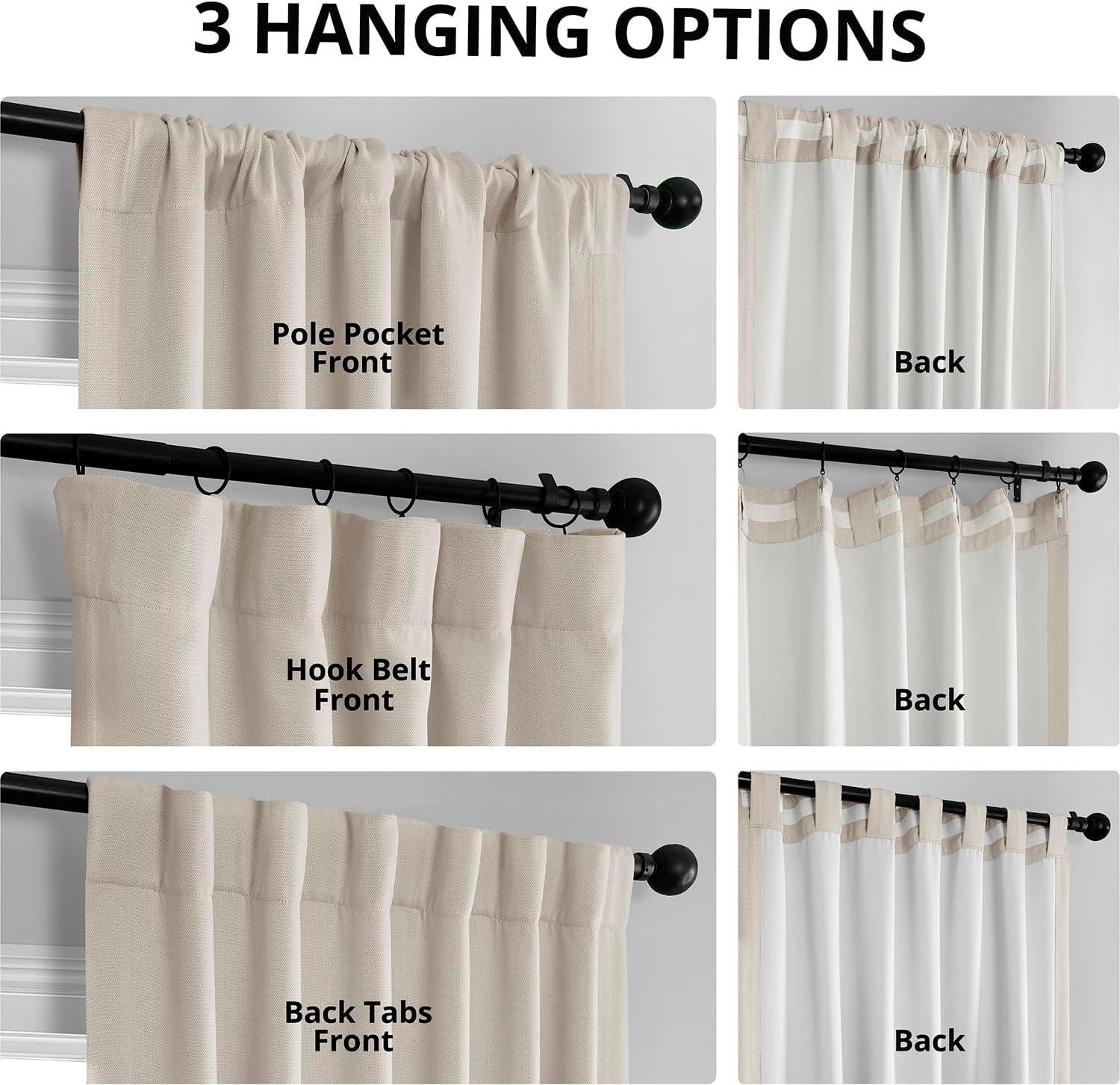 HPD Half Price Drapes Birch Faux Linen Room Darkening Curtains for Bedroom & Living Room Curtains (1 Panel), Door & Window Curtains 84 inches long, Rod Pocket Curtains & drapes, 50W X 84L