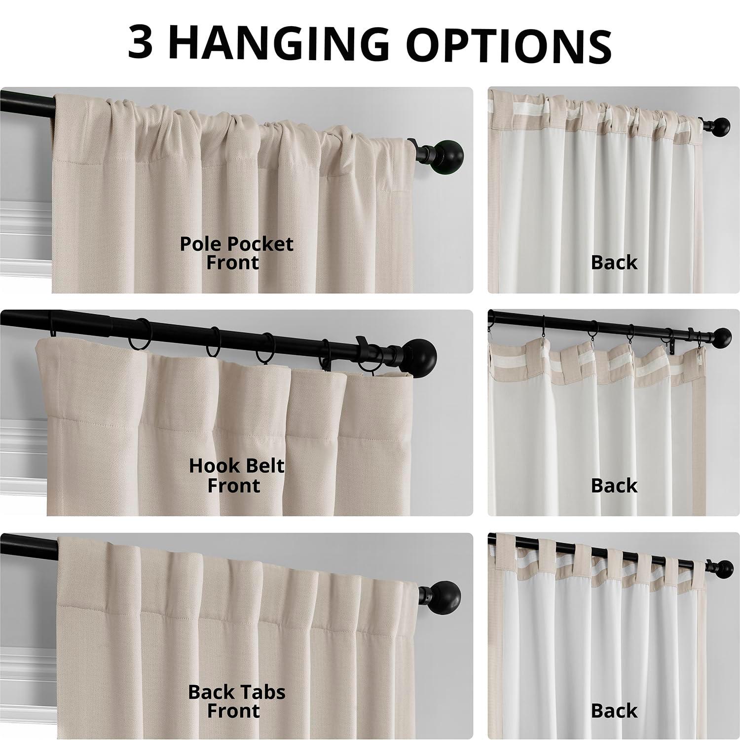 HPD Half Price Drapes Birch Faux Linen Room Darkening Curtains for Bedroom & Living Room Curtains (1 Panel), Door & Window Curtains 84 inches long, Rod Pocket Curtains & drapes, 50W X 84L