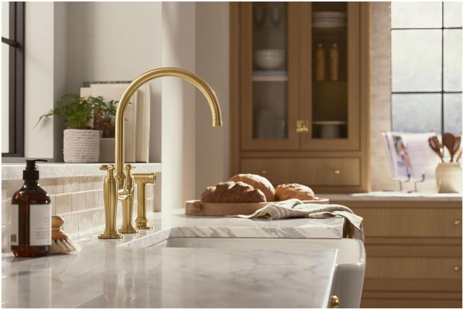 Edalyn by Studio McGee Two-Hole Bridge Kitchen Sink Faucet with Side Sprayer