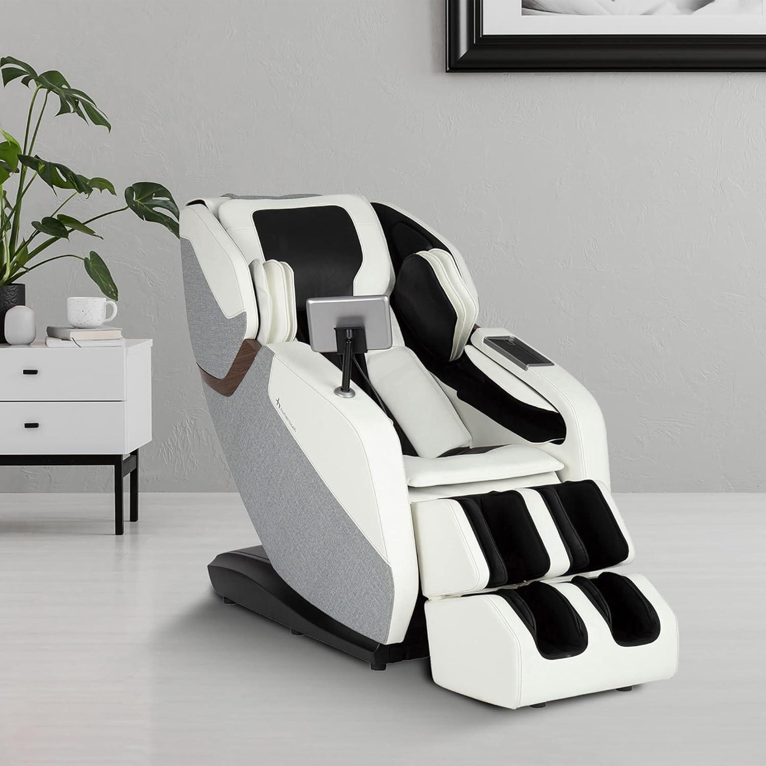 WholeBody Rove Black and White Massage Chair with S- and L-Track