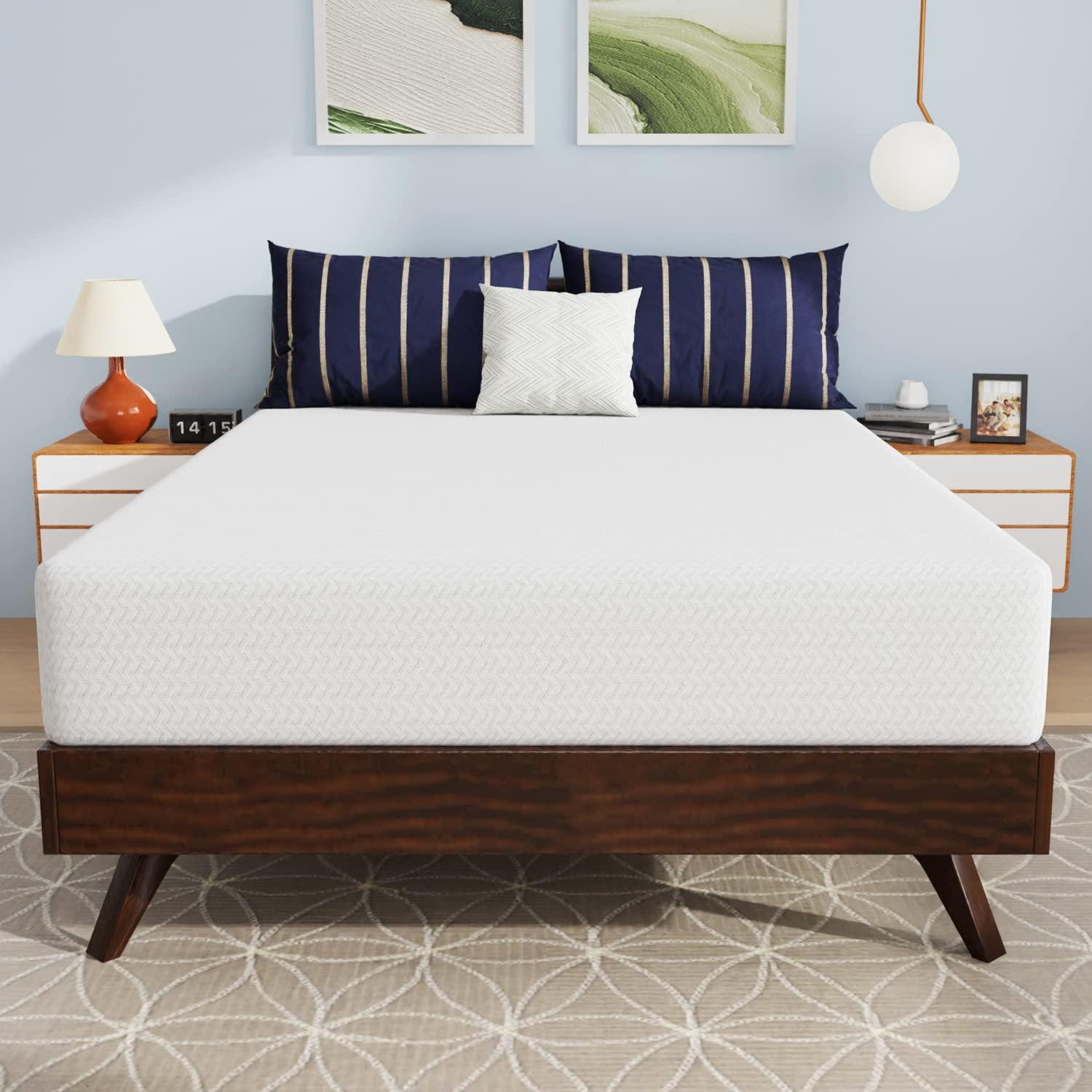 FDW 10 Inch Full Memory Foam Mattress Cooling Gel Bamboo Charcoal Infused Mattress Mattress CertiPUR-US Certified Breathable Bed Mattress,White (Full)