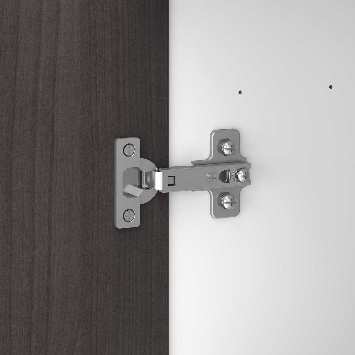 Bush Furniture Somerset 72" Sit to Stand L Desk & Hutch, Storm Gray & White