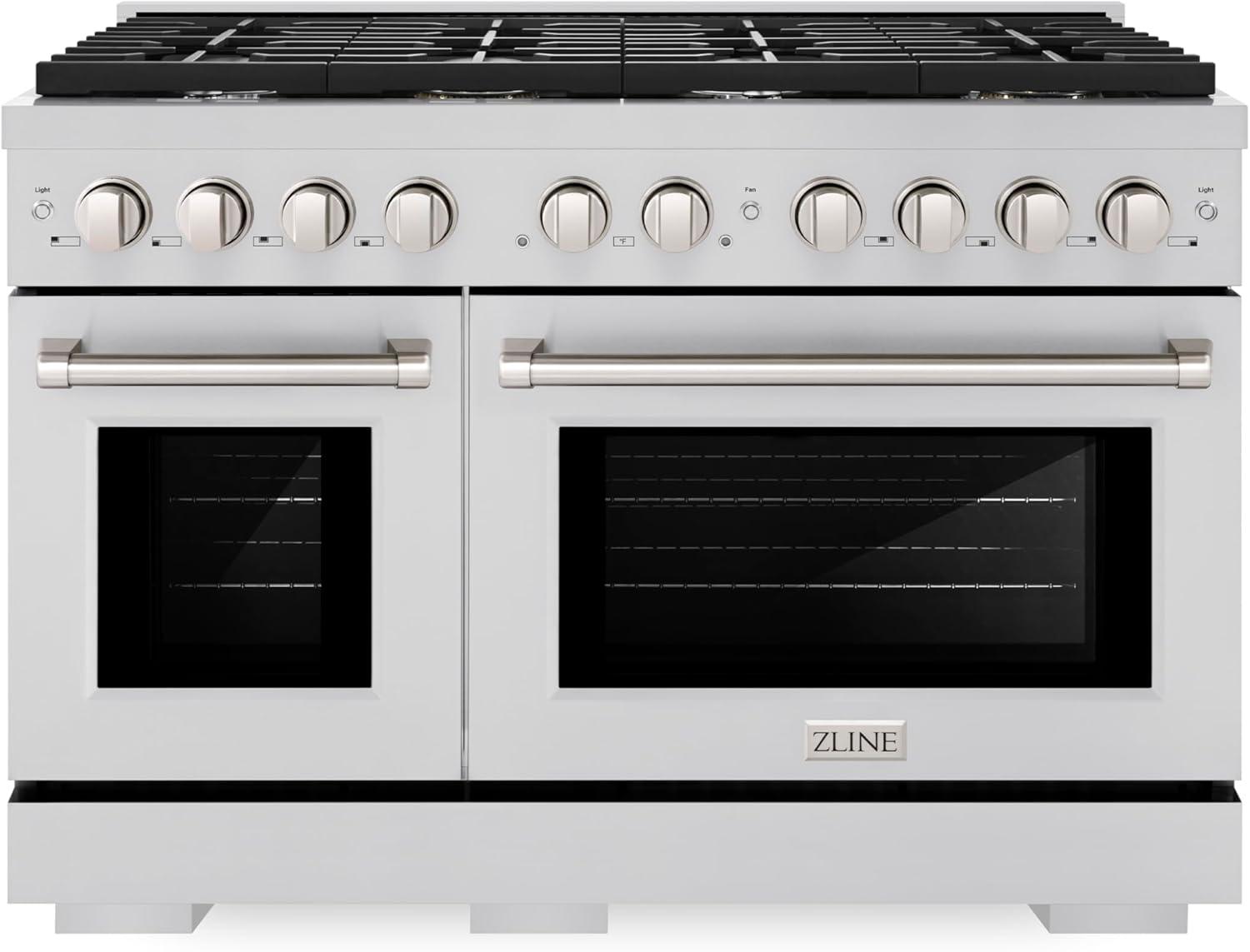 ZLINE 48" Paramount Double Oven Dual Fuel Stainless Steel Range w/ 8 Burner Gas Cooktop