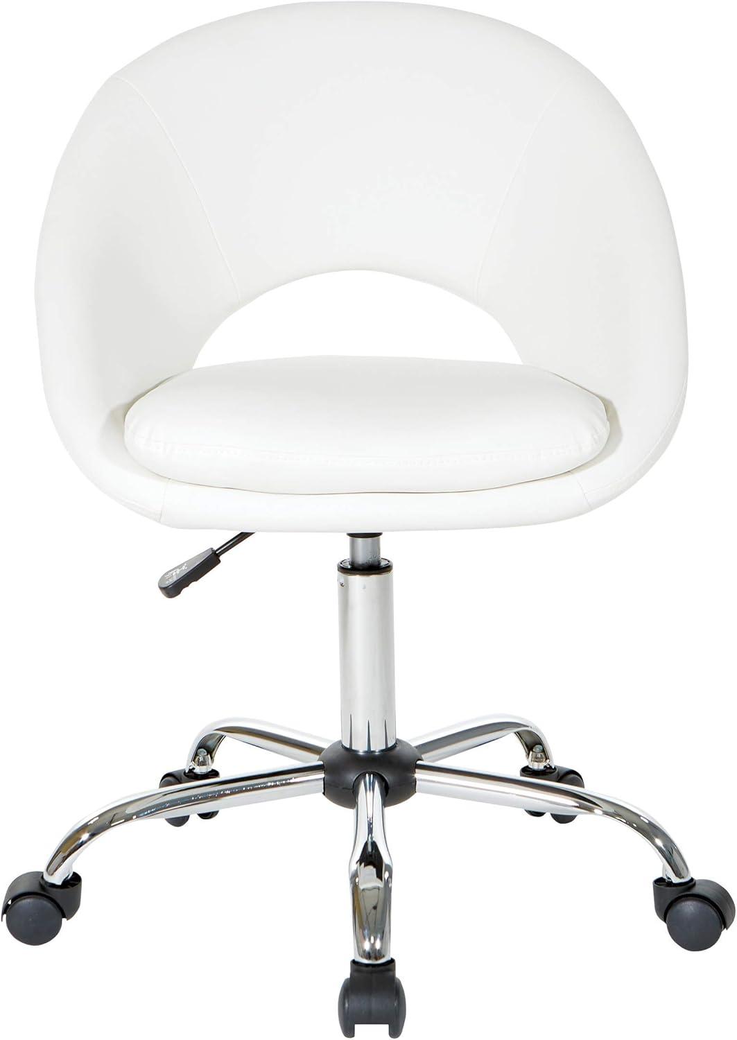 White Leather Adjustable Modern Swivel Office Chair