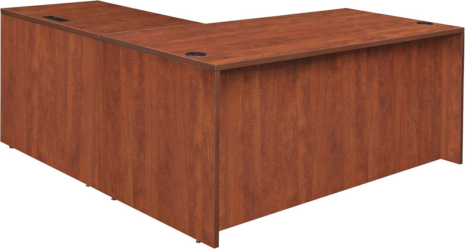 Cherry Melamine Laminate L-Shaped Executive Desk with Drawer