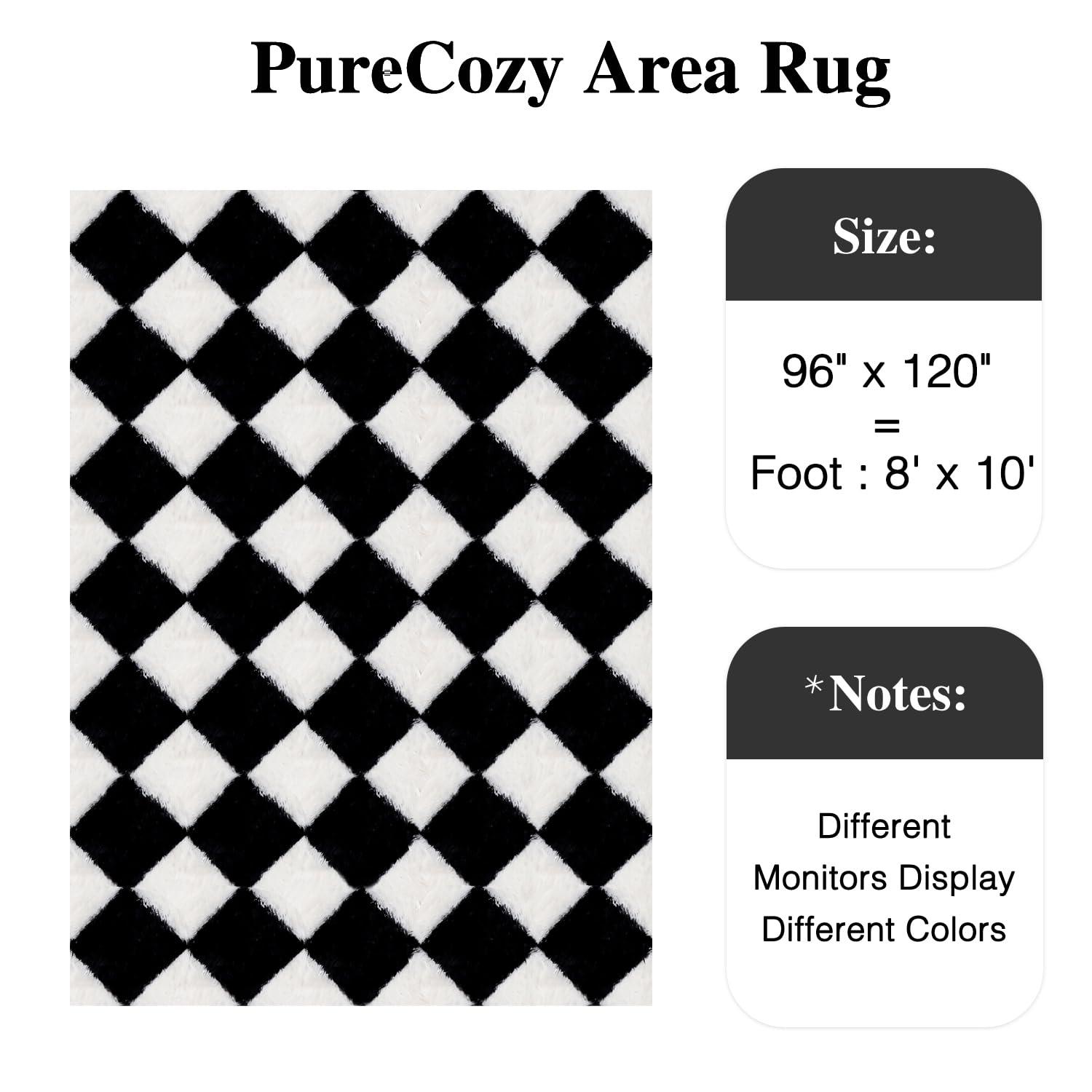 Luxe Weavers Checkered Black and White Geometric 8x10 Area Rug