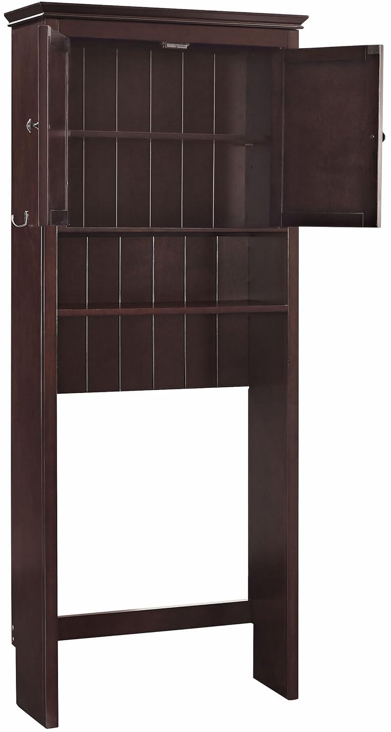 Crosley Lydia Space Saver Espresso Brown: Bathroom Organizer with 4 Shelves, Veneer Finish, Metal Hardware