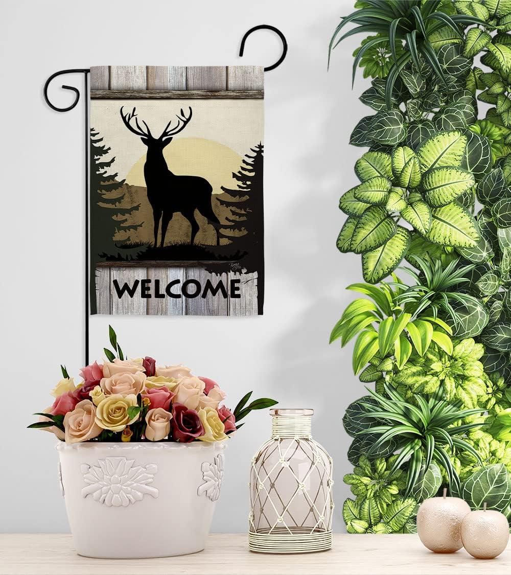 Welcome Deer Nature Wildlife Vertical Garden Flag 13" x 18.5"