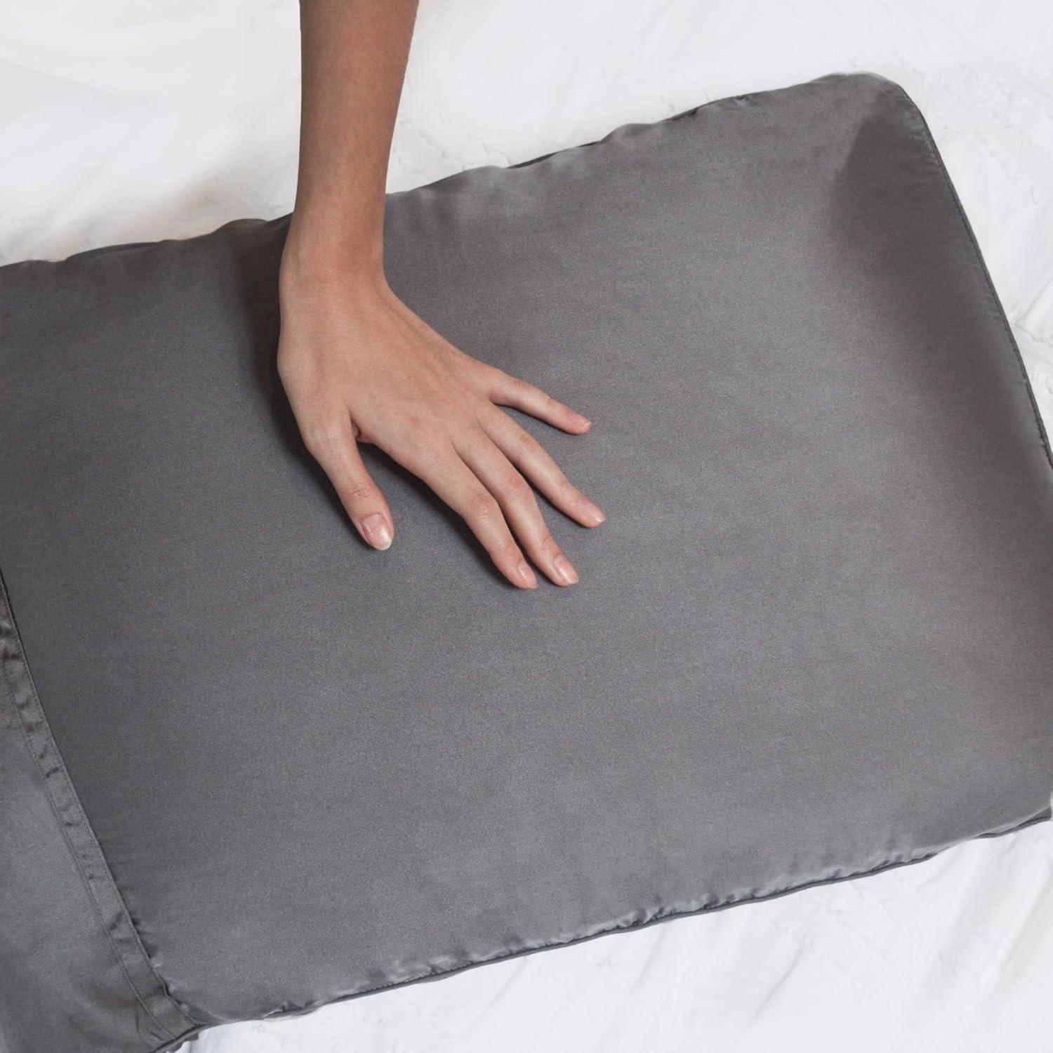 Discover Night LLC NIGHT Silk Washable Pillowcase - Luxury Mulberry Silk Pillow Covers for Skin and Hair Silver - King