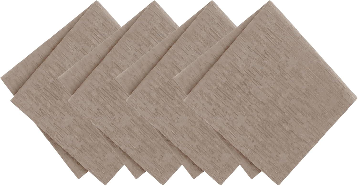 Continental Solid Texture Water and Stain Resistant Napkins, Set of 4 - 17" x 17" - Taupe - Elrene Home Fashions