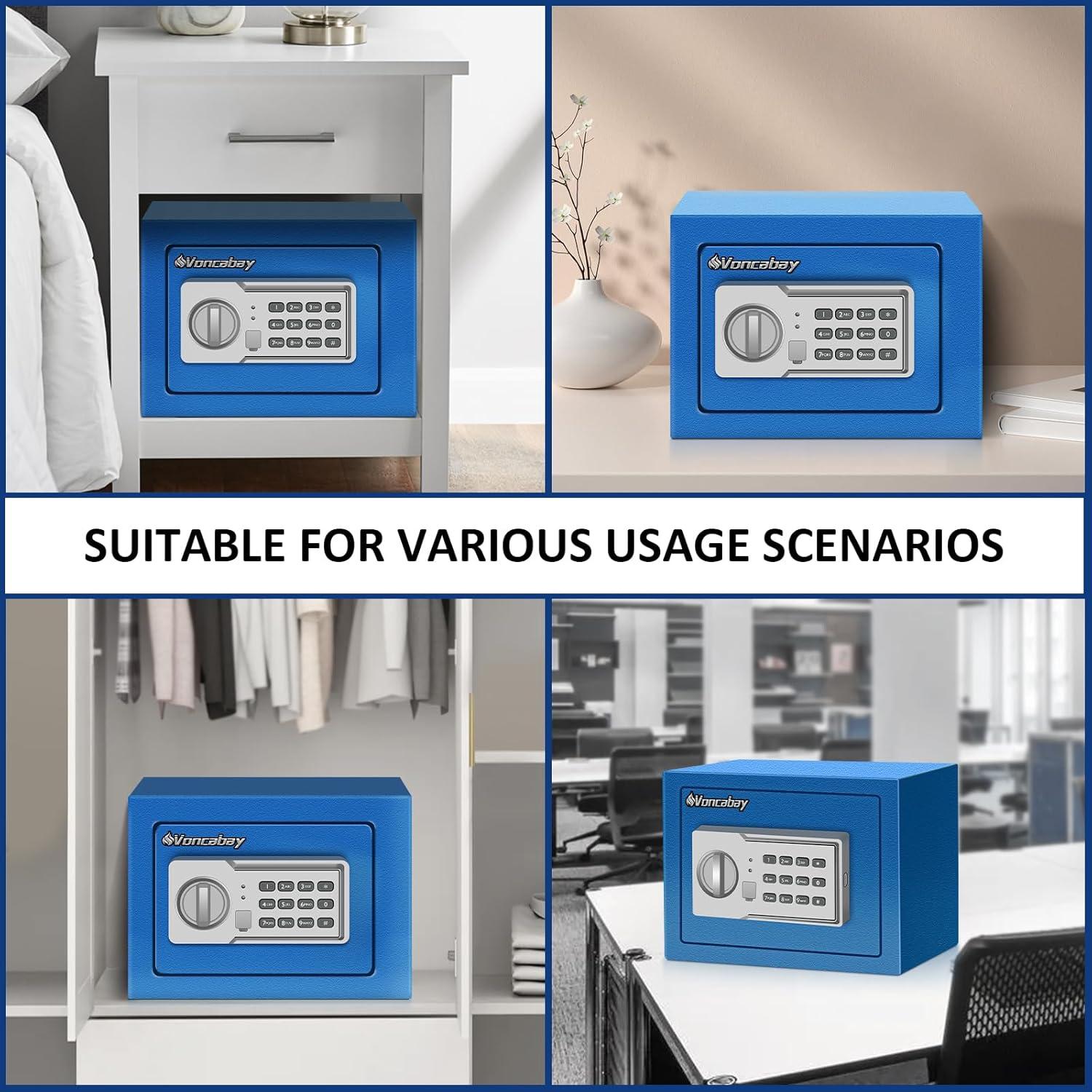 Voncabay Money Safe Box for Home with Sensor Light and Mute Function & Fireproof Security Safe Box with Emergency Power Outlet & with Digital Keypad-khaki