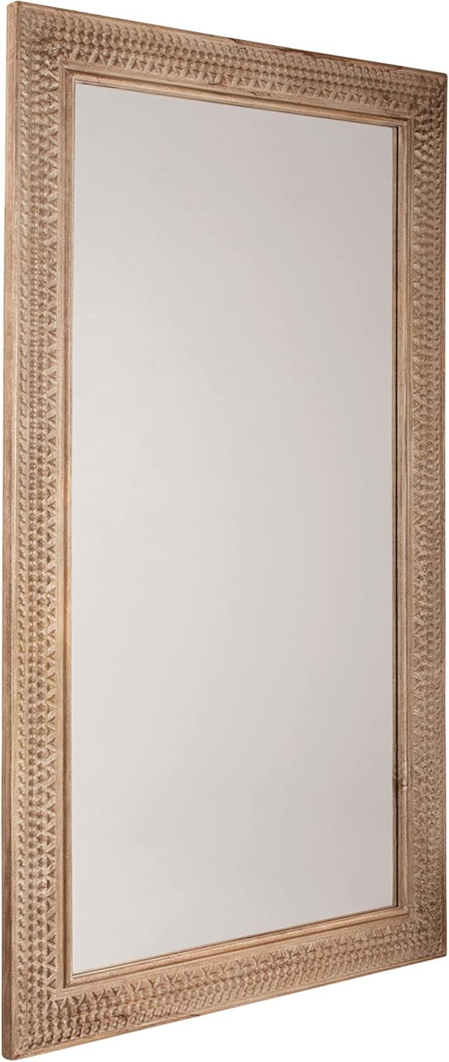 Brown Carved Wood 78" Full Length Floor Mirror