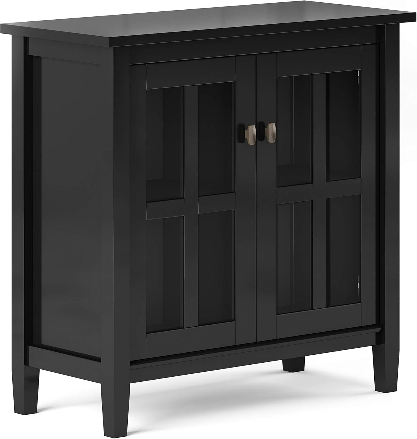 Simpli Home Warm Shaker Wood 32" Transitional Low Cabinet in Black