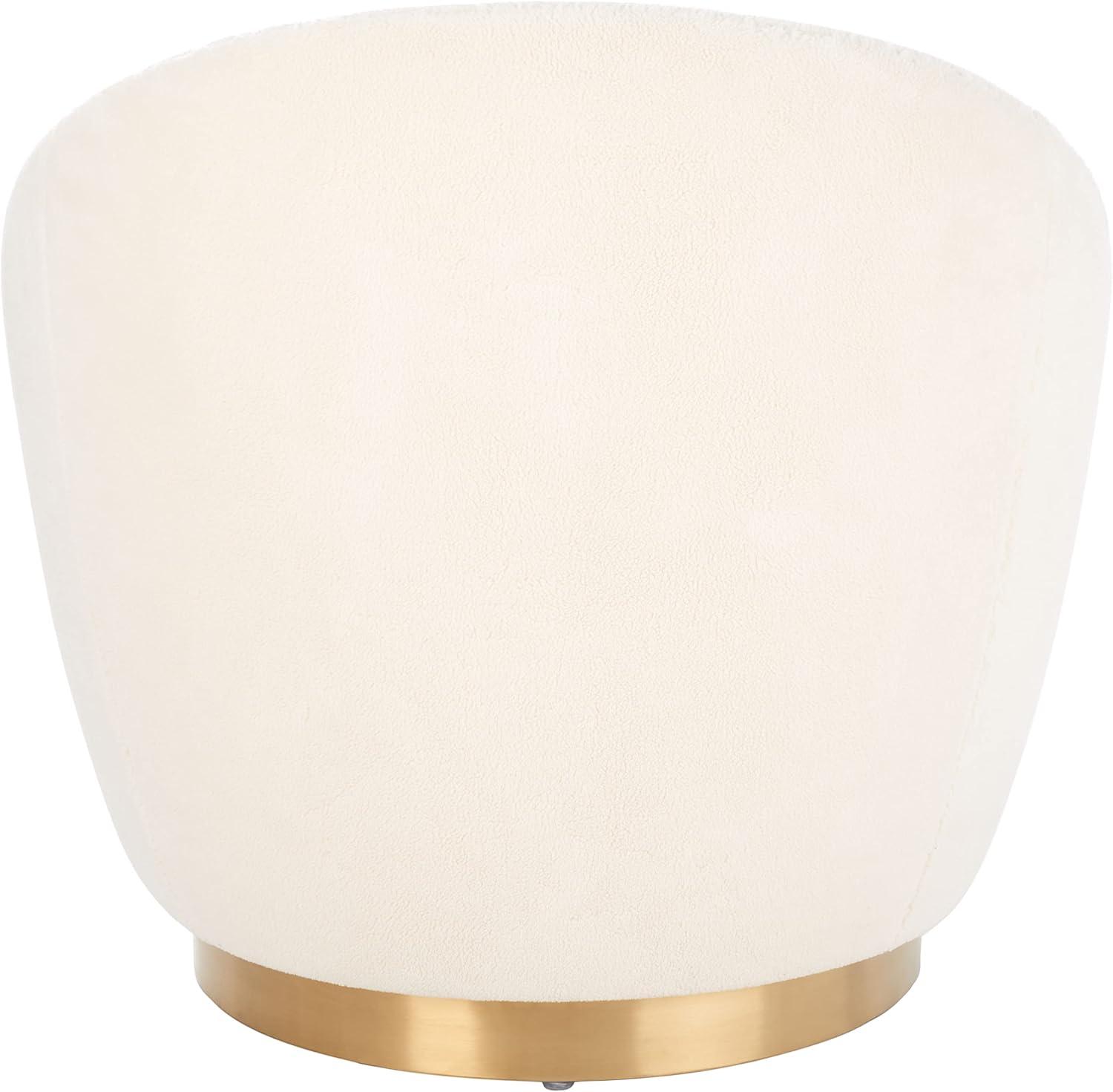 Pippa Faux Shearling Swivel Chair - Ivory/Gold - Safavieh