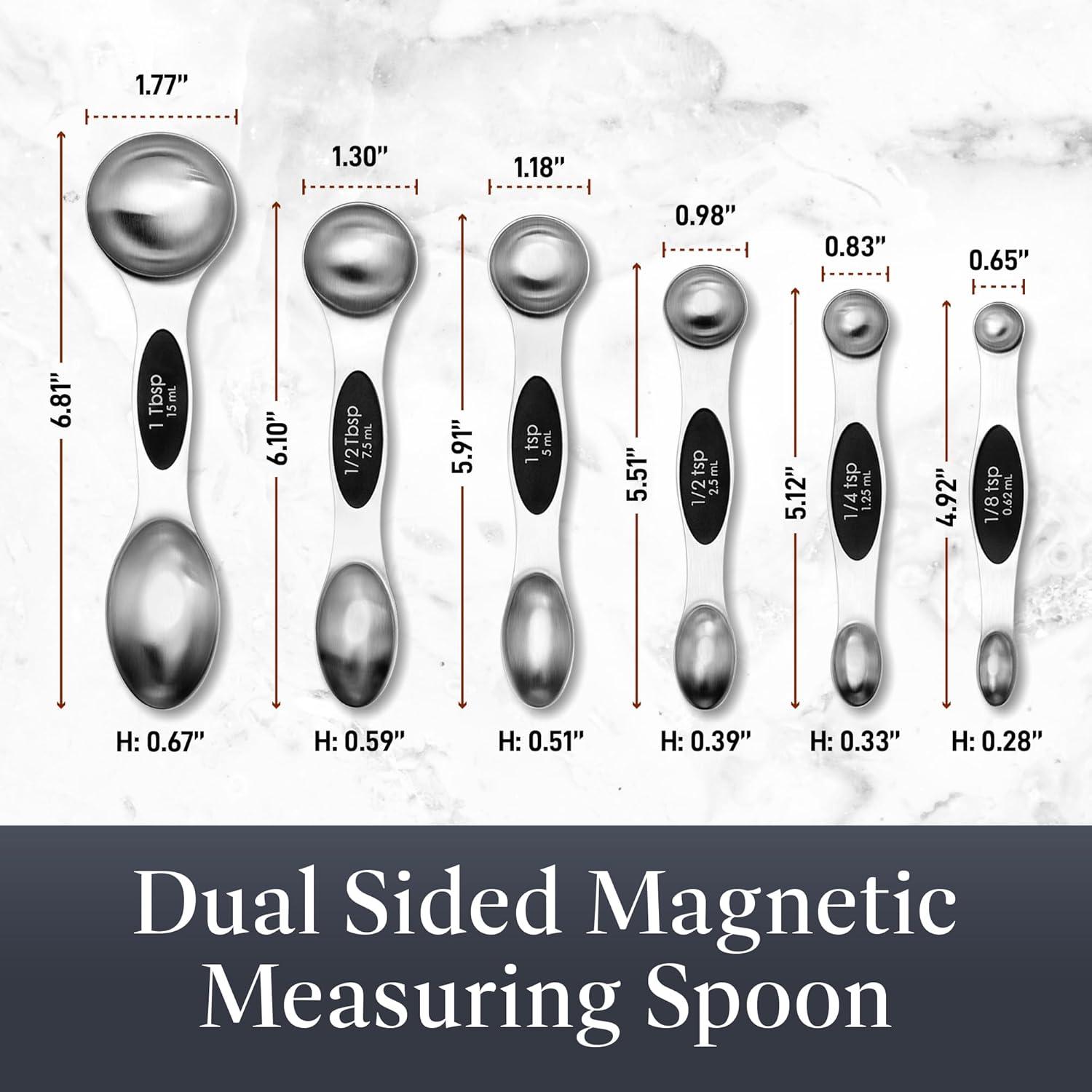6 pc magnetic measuring spoon stainless steel