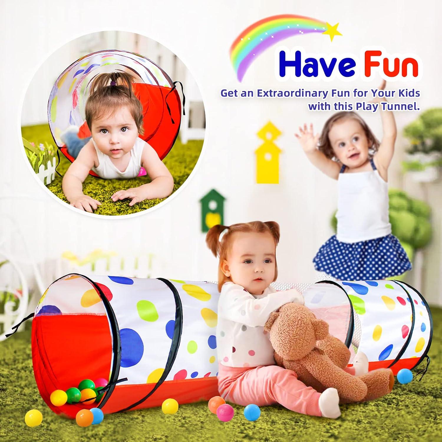 Colorful 6-Foot Pop-Up Kids Play Tunnel with Mesh Sides