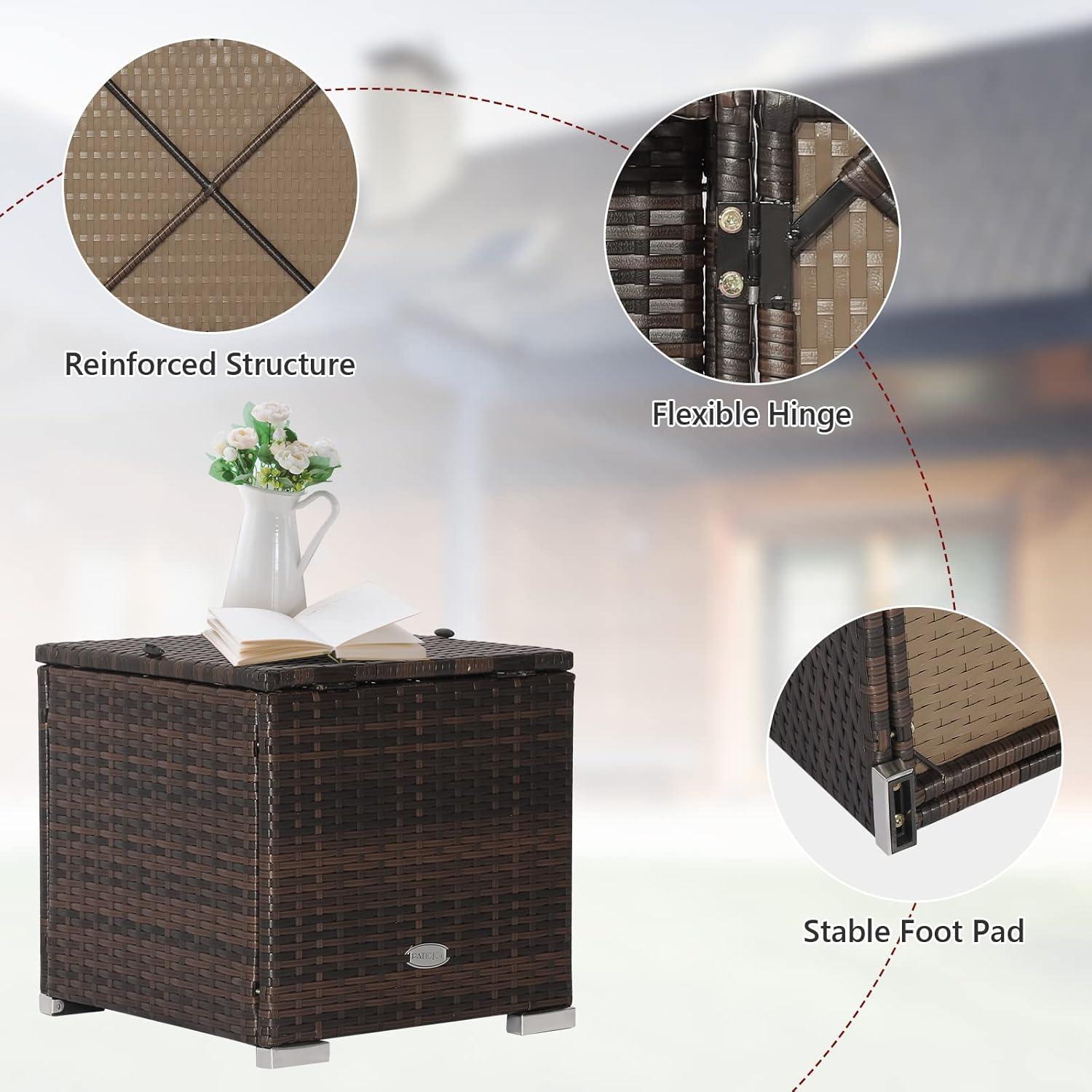 Latitude Run® 2-Pieces Patio Ottoman Set Outdoor Wicker Stool With Storage