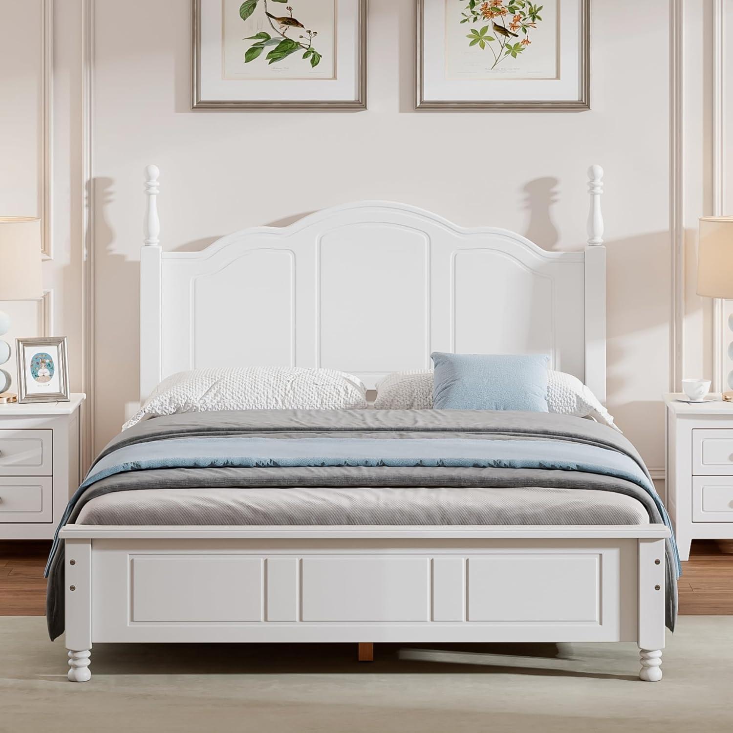 Harper & Bright Designs Bedroom Set Furniture, 3-Pieces Bedroom Sets, Full Size Wood Platform Bed and 2 Nightstands, White