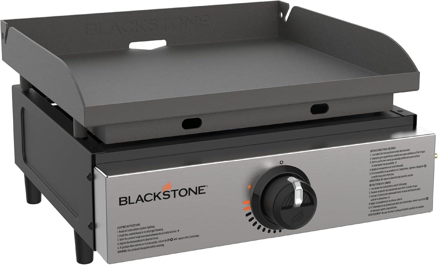Original 17” Tabletop Griddle with Stainless Steel Front Plate, Powder Coated Steel, Black