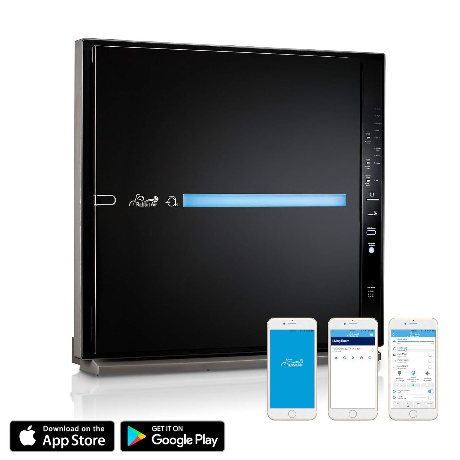 Rabbit Air, MinusA2 Air Purifiers for Home, Ultra Quiet HEPA Air Purifier - Wall Mountable Air Purifiers for Home Large Room, Allergies, Dust, Mold, Smoke & VOCs - (SPA-780N, Black, Pet Allergy, WIFI)