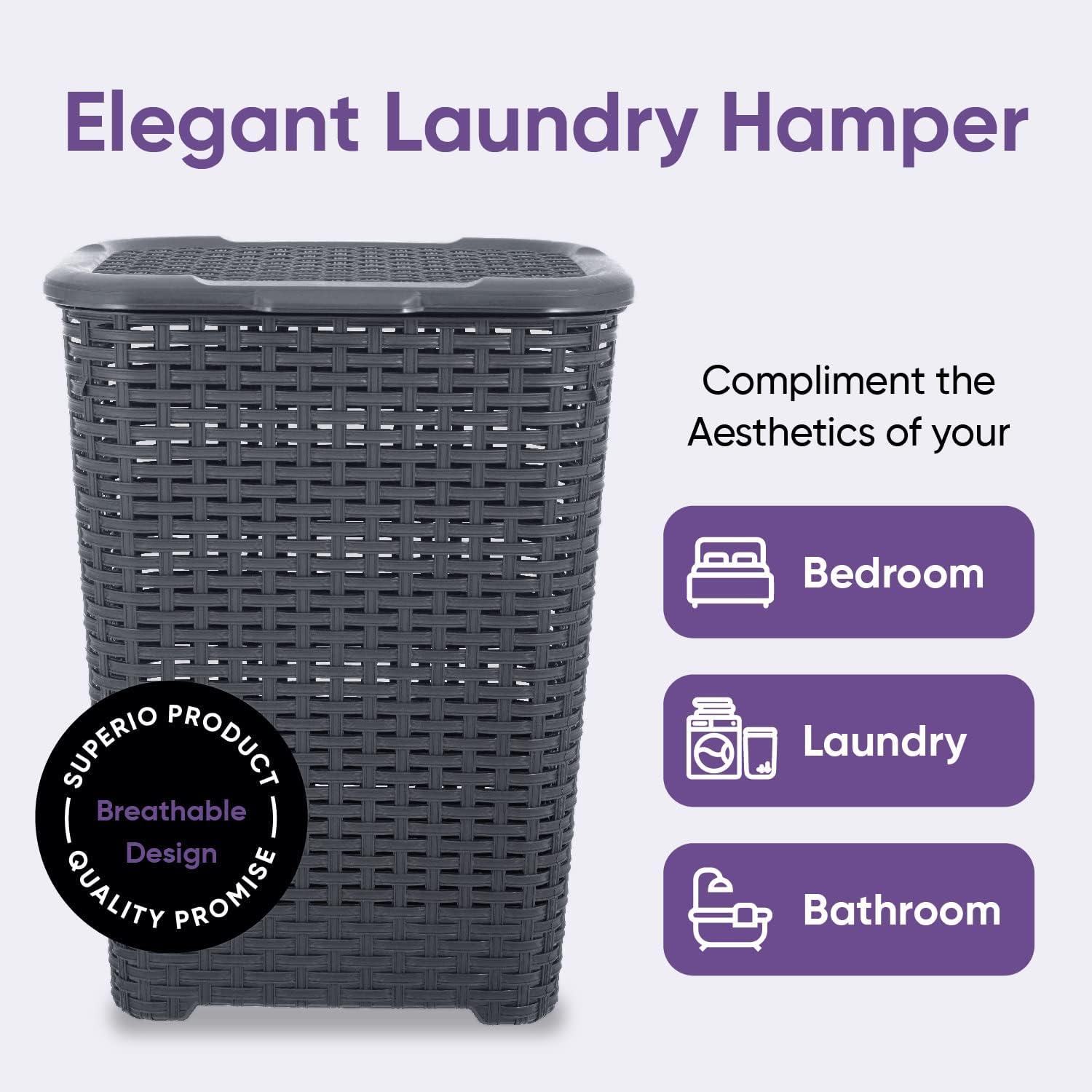Rebrilliant Plastic Laundry Hamper with Handles