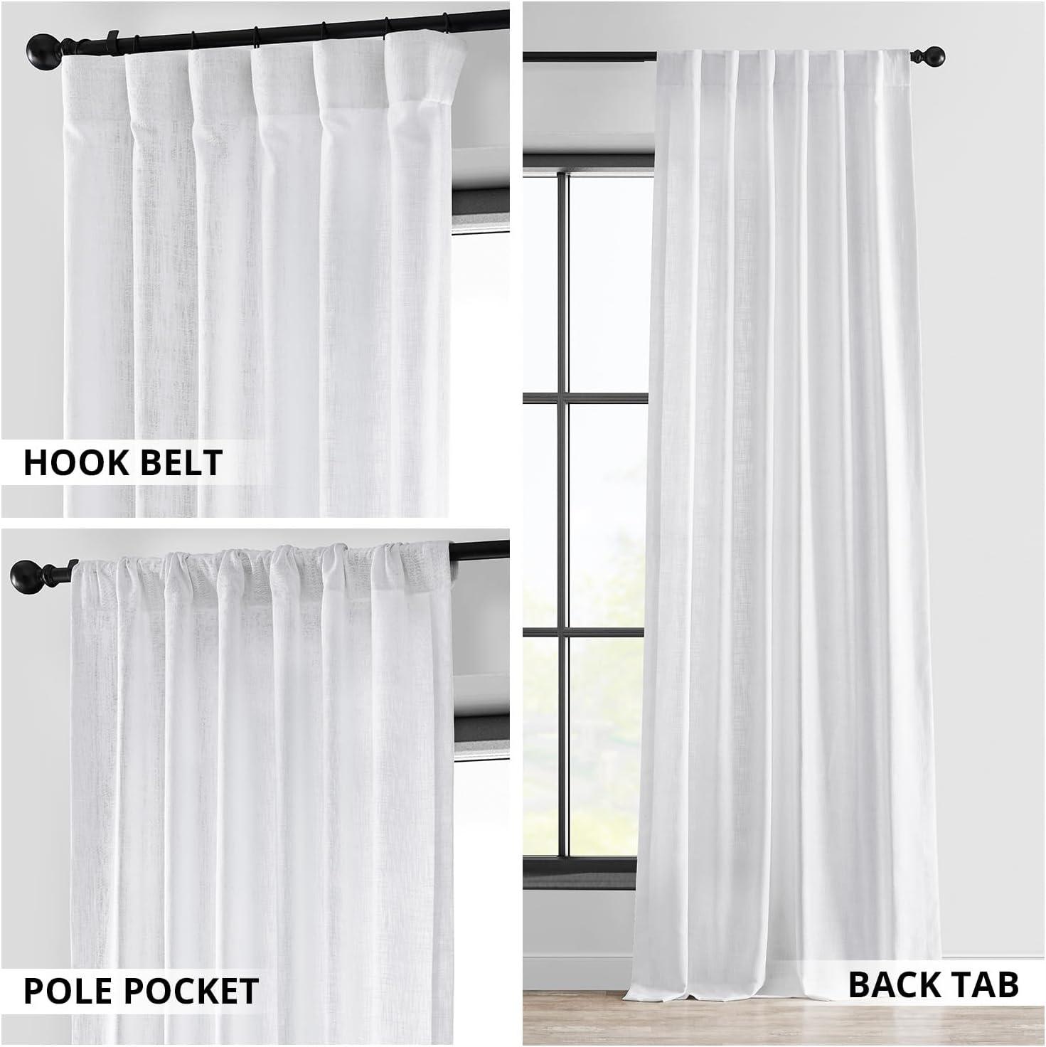 Rice White Heavy Faux Linen Curtain (1 Panel), Rice White, 50W X 120L