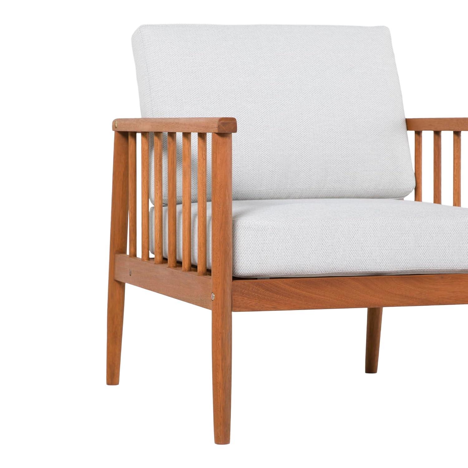 Walker Edison Modern 4-Piece Spindle-Style Eucalyptus Chat Set, Natural