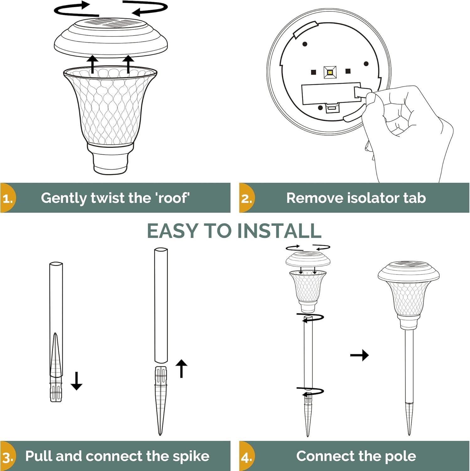 GIGALUMI 8 Pack Solar Pathway Lights, Solar Garden Lights Outdoor Warm White, Waterproof Led Path Lights for Yard, Patio, Landscape, Walkway (Brown)… C27