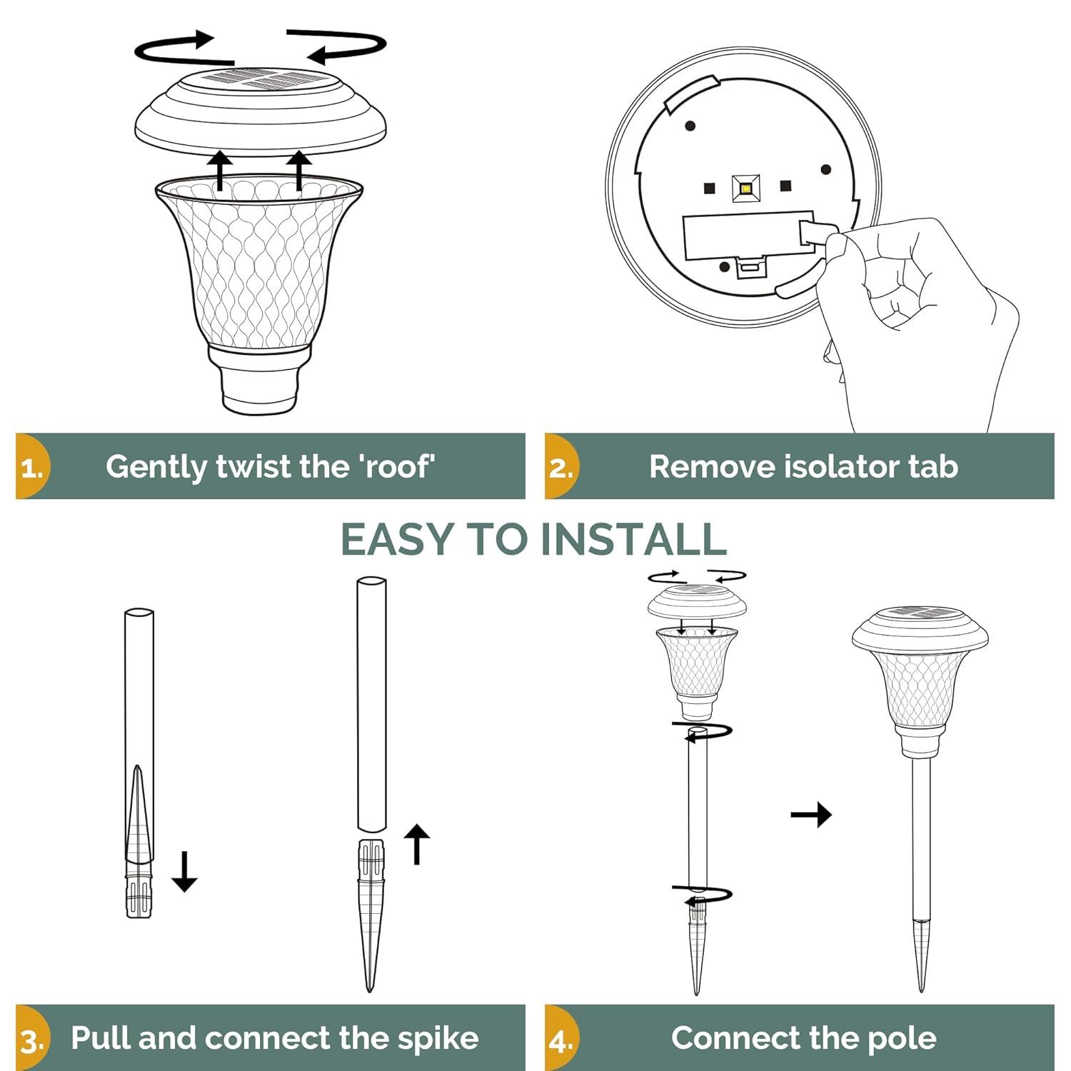 GIGALUMI 8 Pack Solar Pathway Lights, Solar Garden Lights Outdoor Warm White, Waterproof Led Path Lights for Yard, Patio, Landscape, Walkway (Brown)… C27