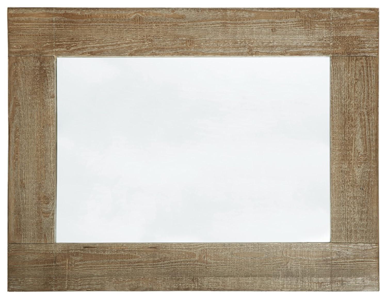 Signature Design by Ashley Casual Waltleigh Accent Mirror  Distressed Brown