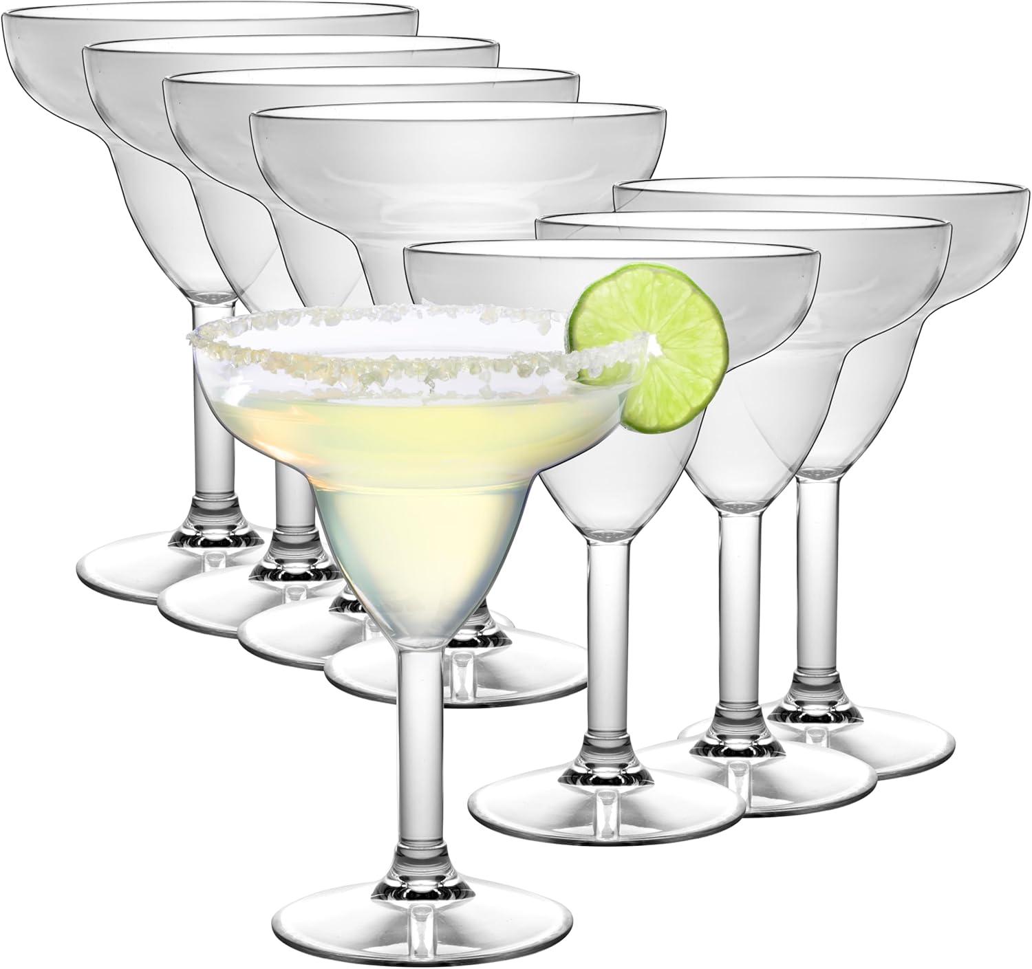 D'eco Unbreakable Clear Stemmed Margarita Glasses  12oz- 100% Tritan Shatterproof  Reusable  Dishwasher Safe Drink Glassware (Set of 8)- Indoor