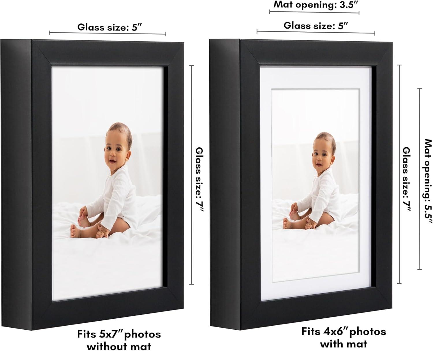 5x7 Picture Frame in Black - Deep Molding Frame for 4x6 or 5x7 Photos - Versatile Tabletop Display - Sturdy and Stylish -