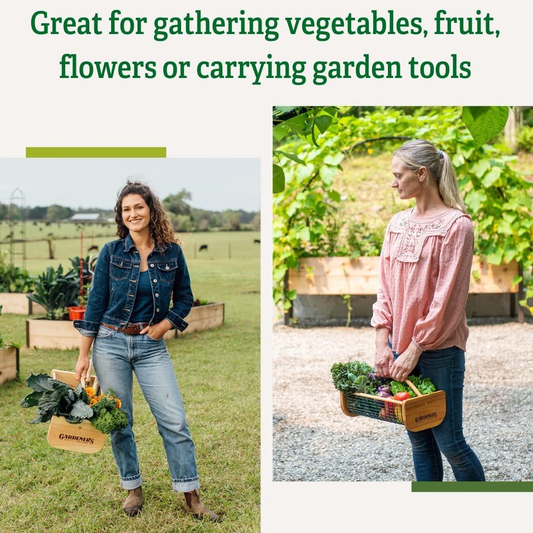 Gardeners Supply Company Garden Hod Harvest Basket | Versatile Gardening Fruits & Vegetables Gathering Basket | Natural Smooth Pine - Maple Frame &