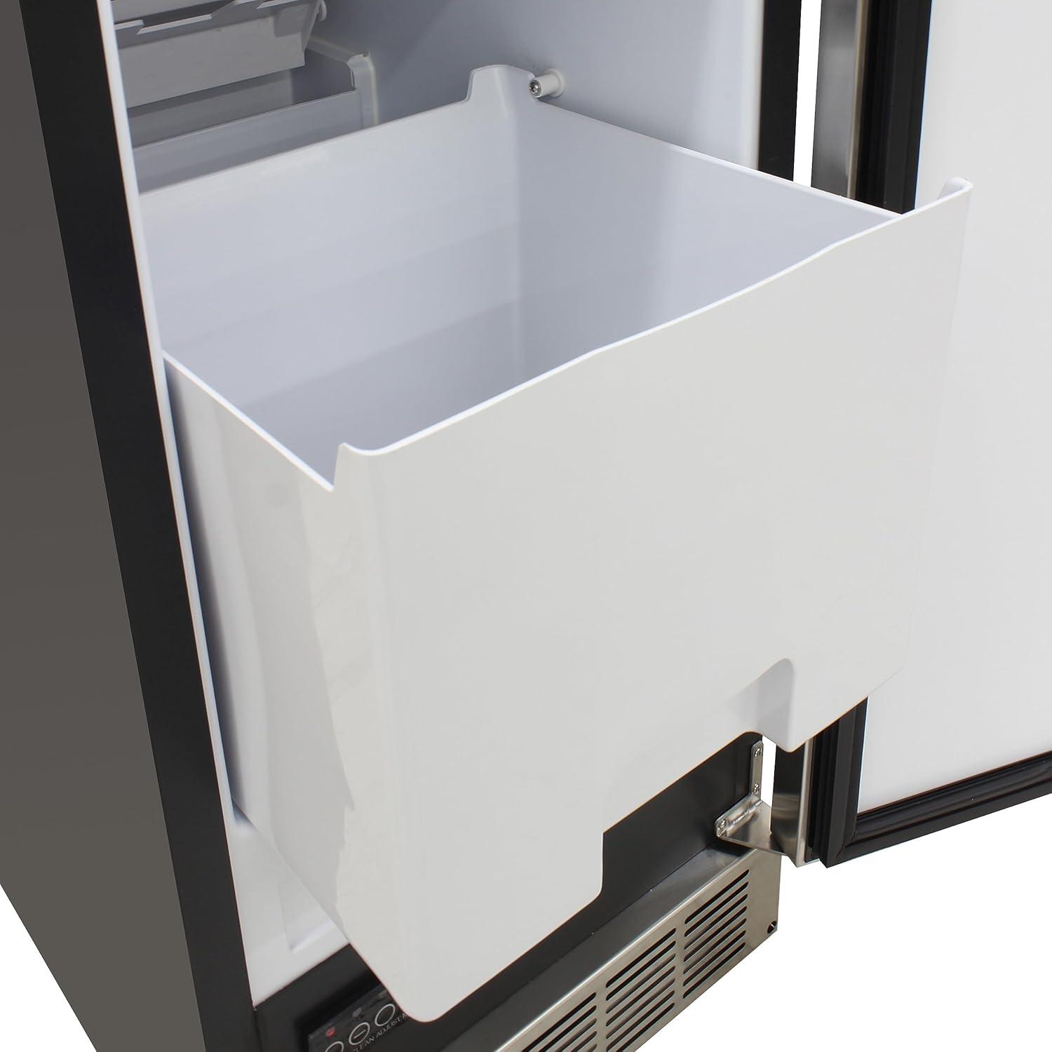 Indoor Built-in Ice Maker Stainless Steel Construction 25 lbs. Freezer Storage, Under Counter or Cabinet Ice Machine, for Commercial or Home Kitchen Use, Metallic