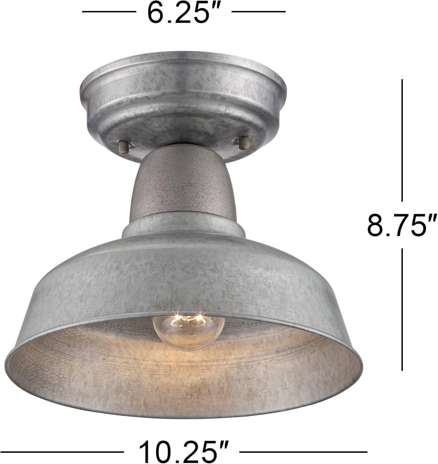 John Timberland Urban Barn Rustic Industrial Farmhouse Semi Flush Mount Outdoor Ceiling Light Galvanized Metal 8 3/4" for Post Exterior Barn Deck Yard