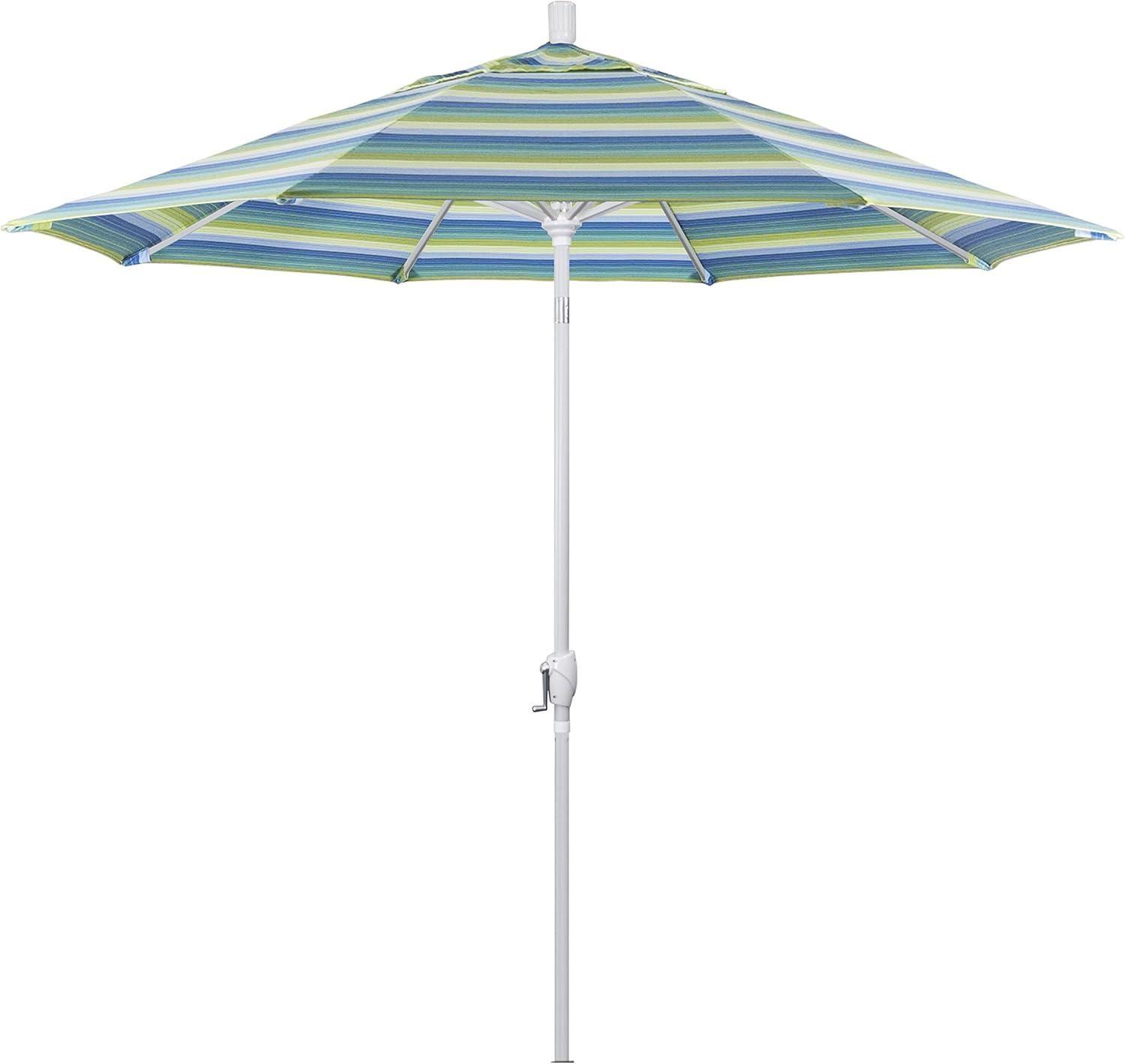 9-Foot Seville Seaside Blue and White Aluminum Patio Umbrella