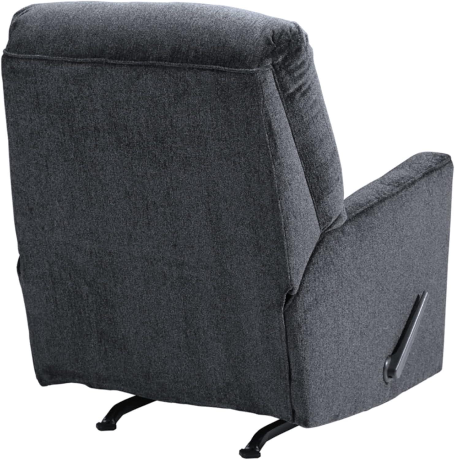 Slate Gray Metal Frame Rocker Recliner with Plush Upholstery